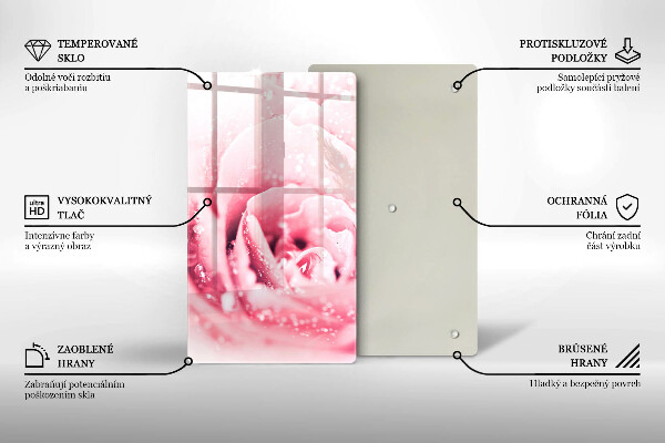 Üveg vágódeszka Harmatcseppek és rózsavirág