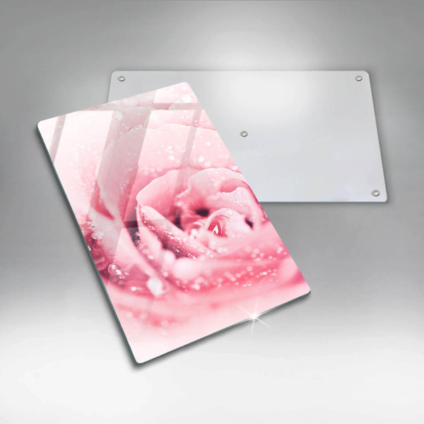 Üveg vágódeszka Harmatcseppek és rózsavirág
