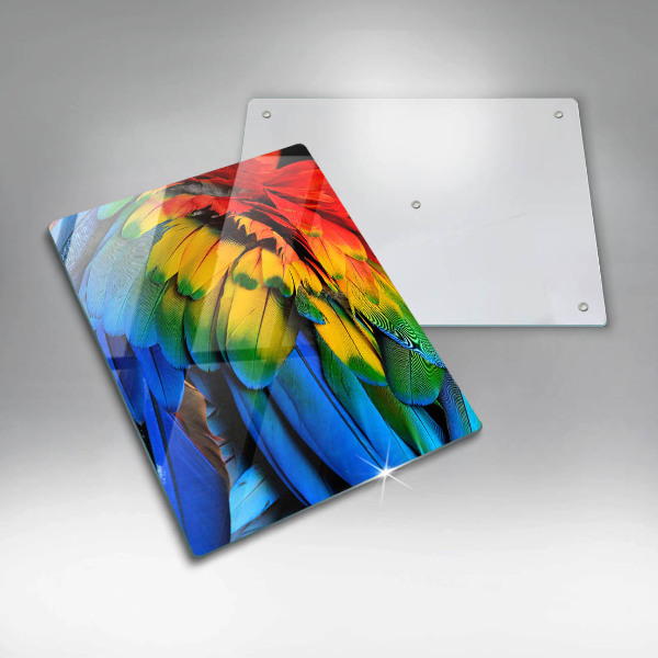 Üveg vágódeszka Színes papagáj toll