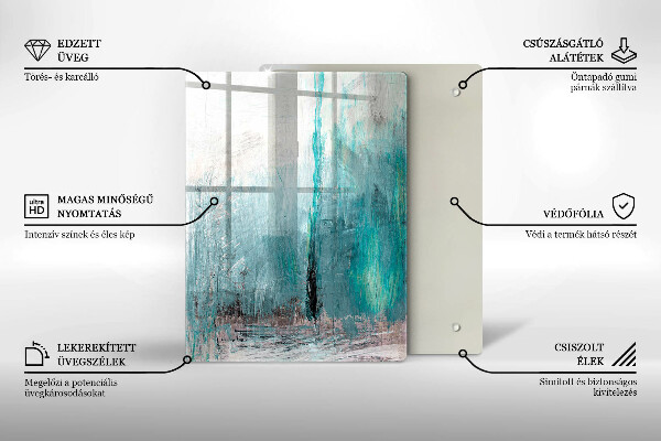 Üveg vágódeszka Színes papagáj toll