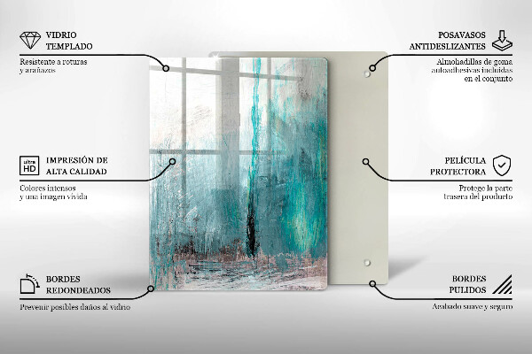 Üveg vágódeszka Színes papagáj toll