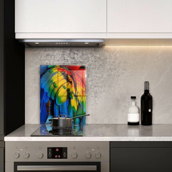 Üveg vágódeszka Színes papagáj toll