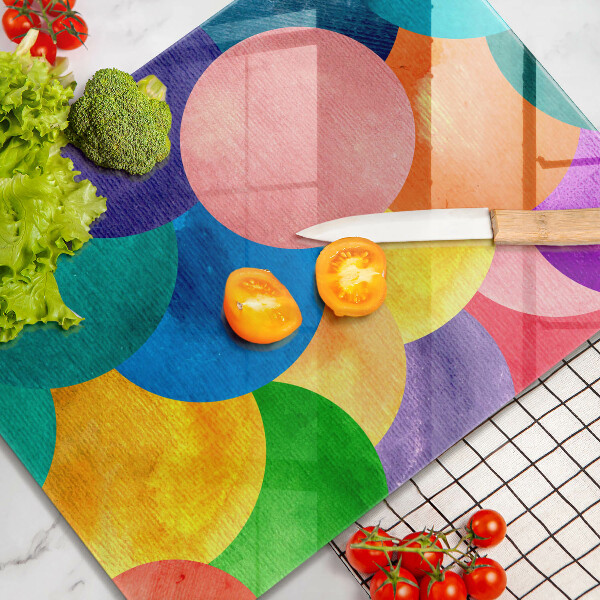 Üveg vágódeszka Színes körök