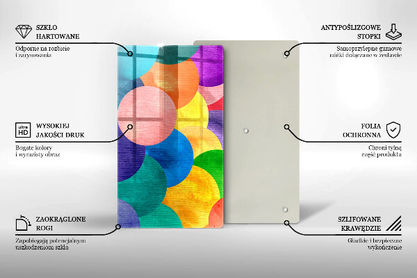 Üveg vágódeszka Színes körök