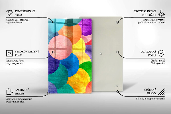 Üveg vágódeszka Színes körök