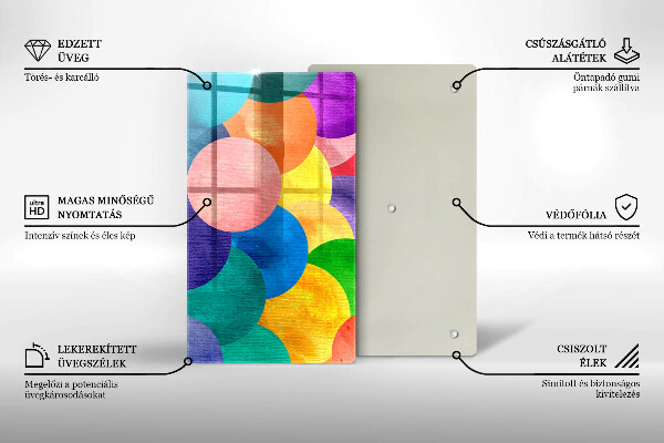 Üveg vágódeszka Színes körök