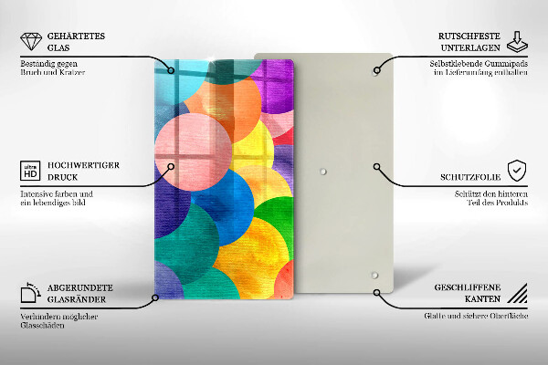 Üveg vágódeszka Színes körök