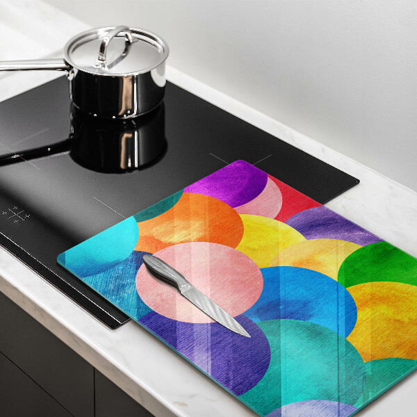 Üveg vágódeszka Színes körök