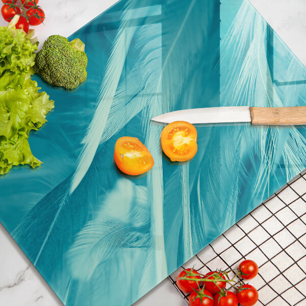 Üveg vágódeszka Finom tollak