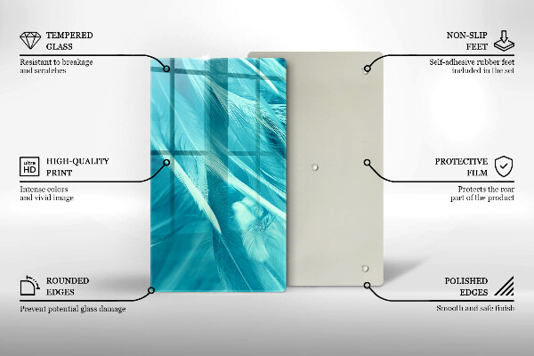 Üveg vágódeszka Finom tollak