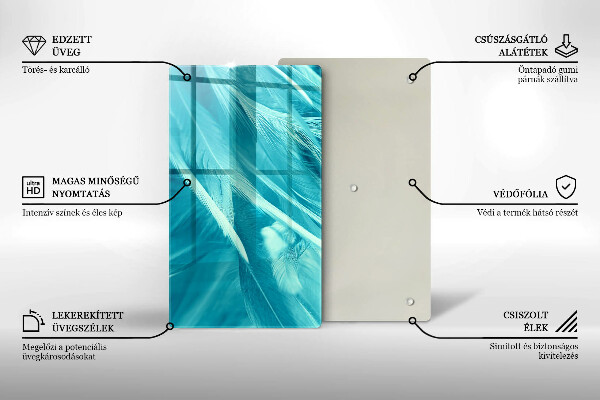 Üveg vágódeszka Finom tollak