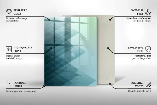 Üveg vágódeszka Finom tollak