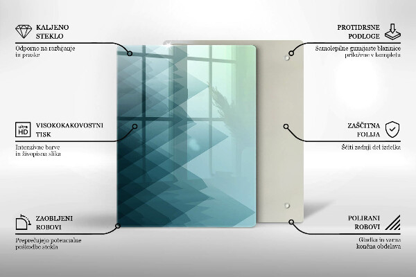 Üveg vágódeszka Finom tollak