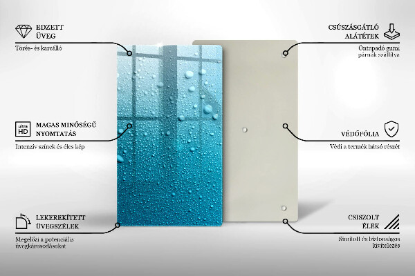 Üveg vágódeszka Vízcseppek