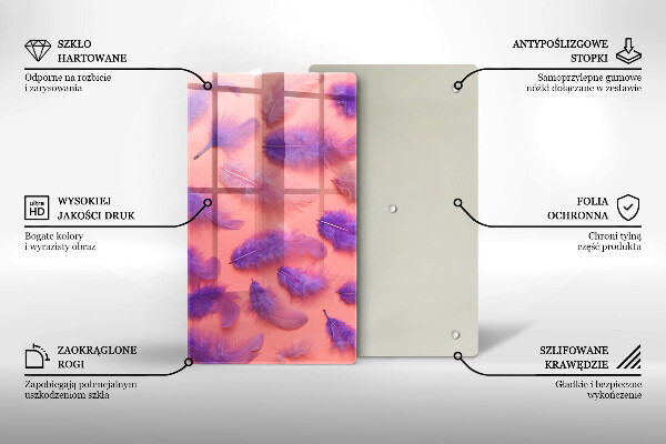 Üveg vágódeszka Bolyhos tollak