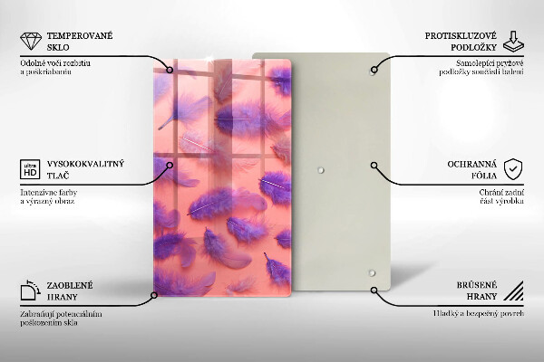 Üveg vágódeszka Bolyhos tollak