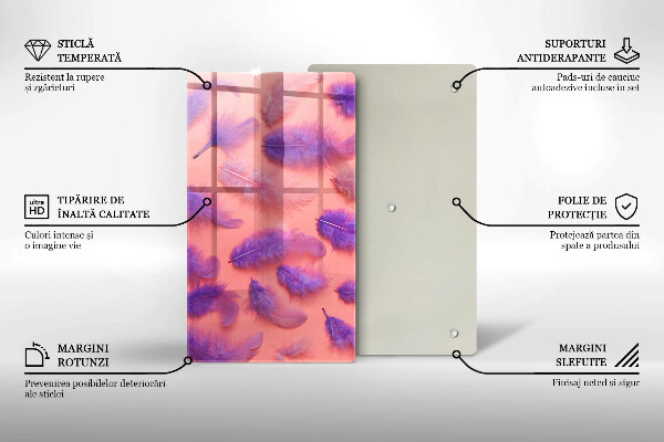 Üveg vágódeszka Bolyhos tollak