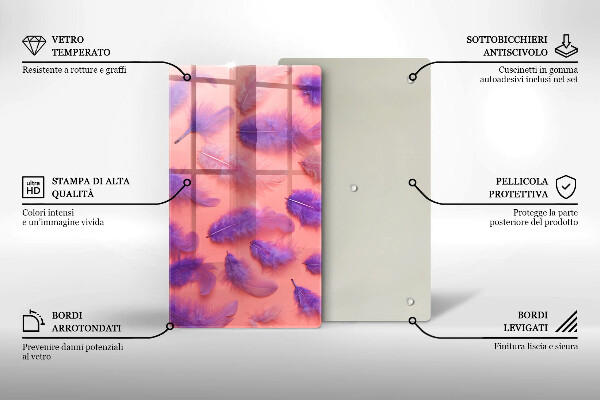 Üveg vágódeszka Bolyhos tollak