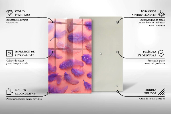Üveg vágódeszka Bolyhos tollak