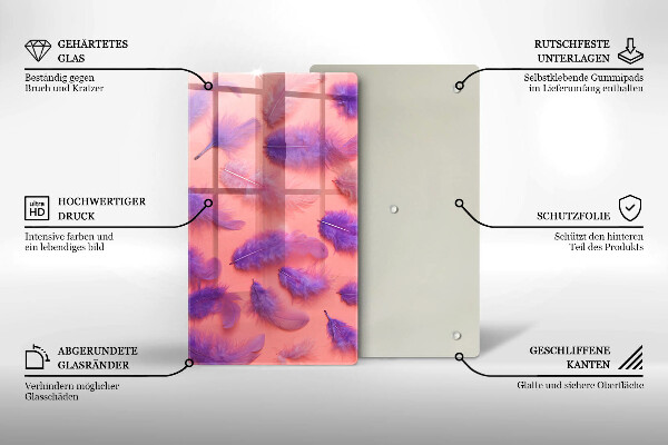 Üveg vágódeszka Bolyhos tollak