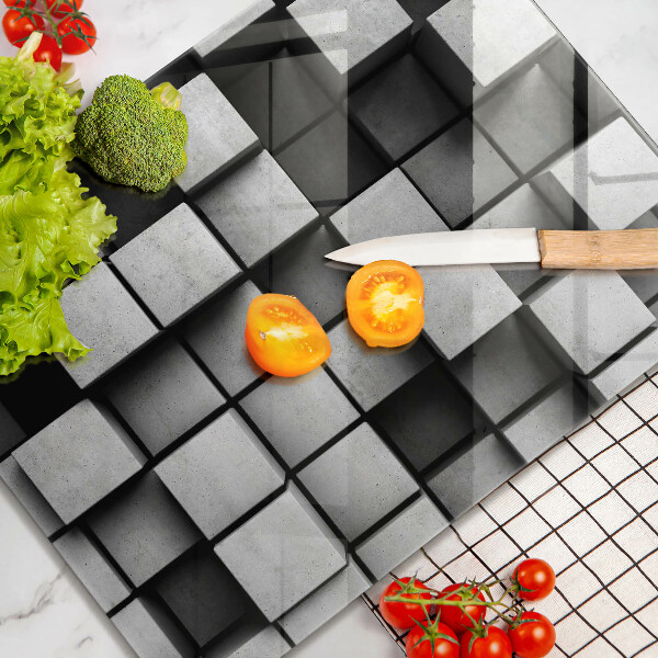 Üveg vágódeszka Absztrakt 3D négyzetek