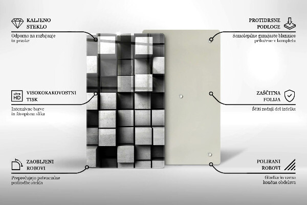 Üveg vágódeszka Absztrakt 3D négyzetek