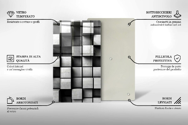 Üveg vágódeszka Absztrakt 3D négyzetek