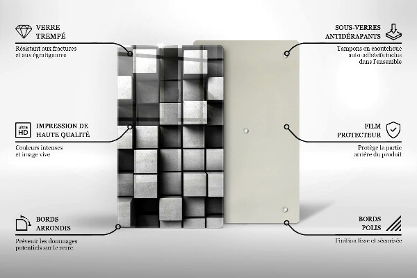 Üveg vágódeszka Absztrakt 3D négyzetek