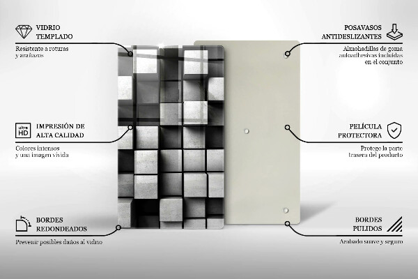 Üveg vágódeszka Absztrakt 3D négyzetek
