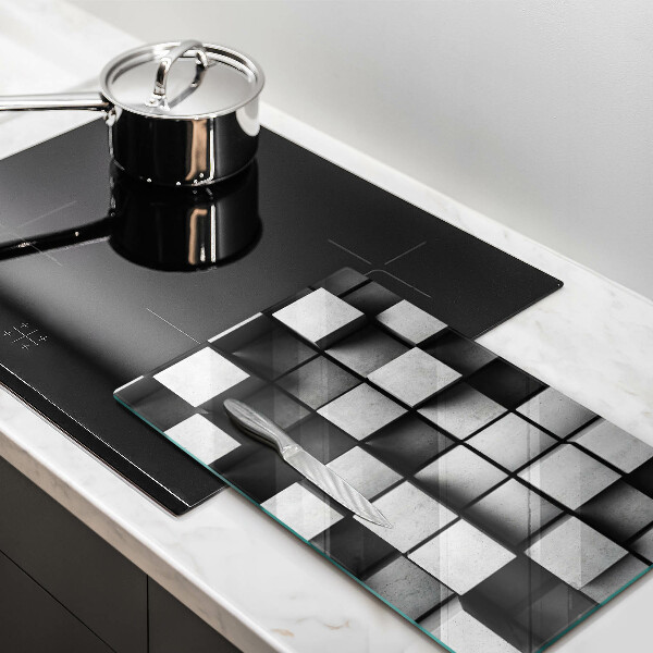 Üveg vágódeszka Absztrakt 3D négyzetek