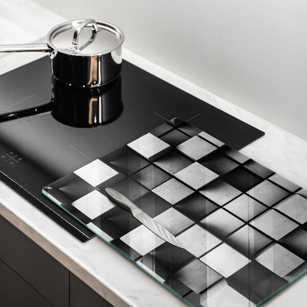 Üveg vágódeszka Absztrakt 3D négyzetek