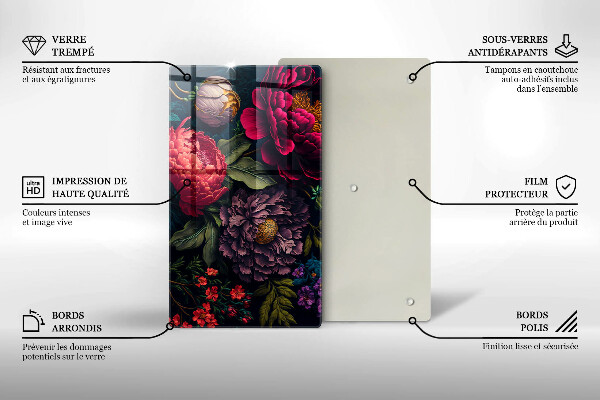 Üveg vágódeszka Gyönyörű virágok