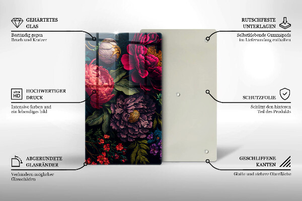 Üveg vágódeszka Gyönyörű virágok