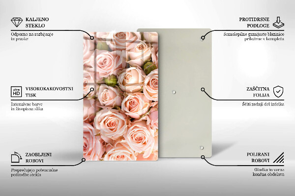 Üveg vágódeszka Csokor finom rózsa
