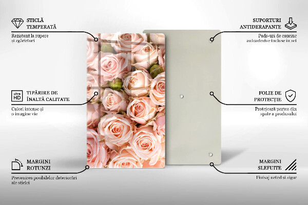 Üveg vágódeszka Csokor finom rózsa
