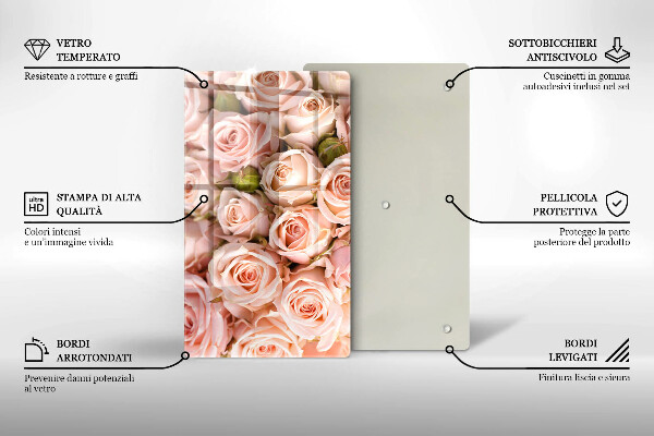 Üveg vágódeszka Csokor finom rózsa