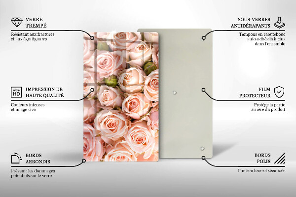 Üveg vágódeszka Csokor finom rózsa