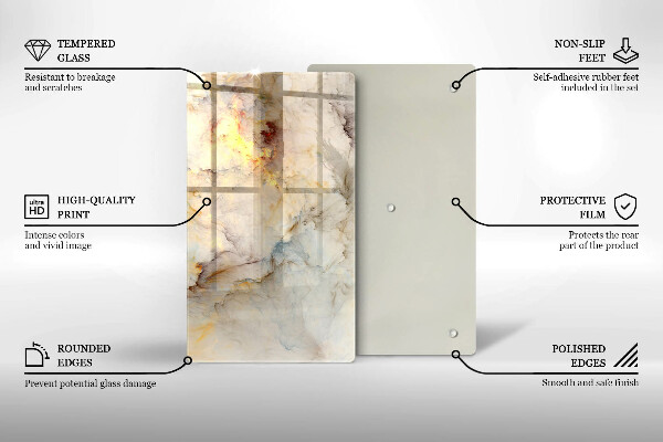 Üveg vágódeszka Márvány textúra arannyal