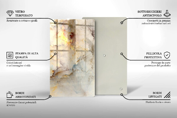 Üveg vágódeszka Márvány textúra arannyal