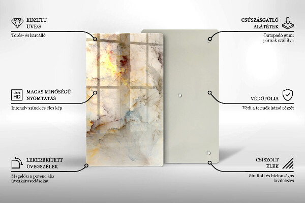Üveg vágódeszka Márvány textúra arannyal