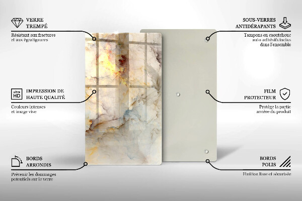 Üveg vágódeszka Márvány textúra arannyal