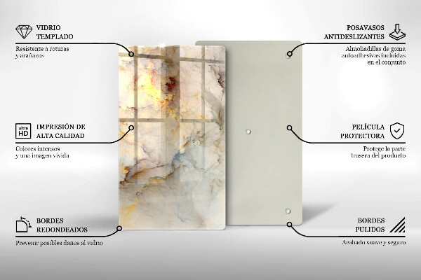 Üveg vágódeszka Márvány textúra arannyal