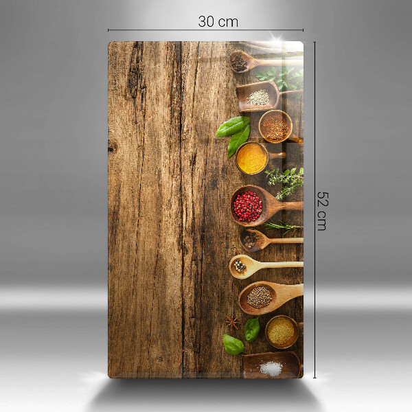 Üveg vágódeszka Fakanál fűszerek