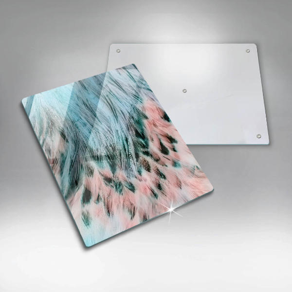 Üveg vágódeszka Boho madártollak