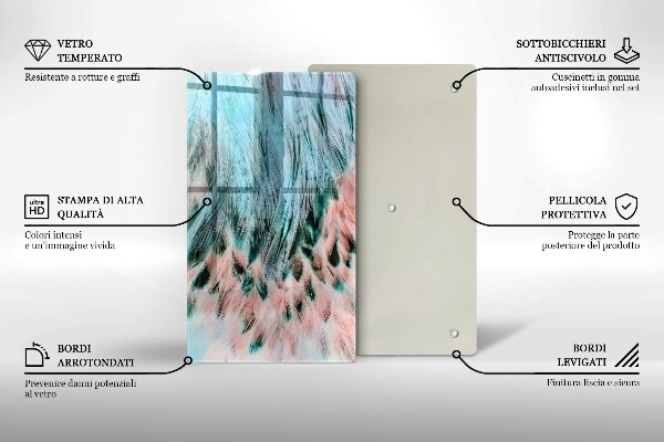 Üveg vágódeszka Boho madártollak