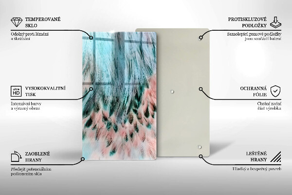 Üveg vágódeszka Boho madártollak