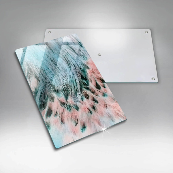 Üveg vágódeszka Boho madártollak