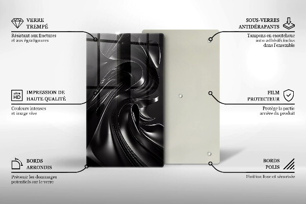 Üveg vágódeszka Absztrakt fekete massza