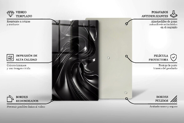 Üveg vágódeszka Absztrakt fekete massza