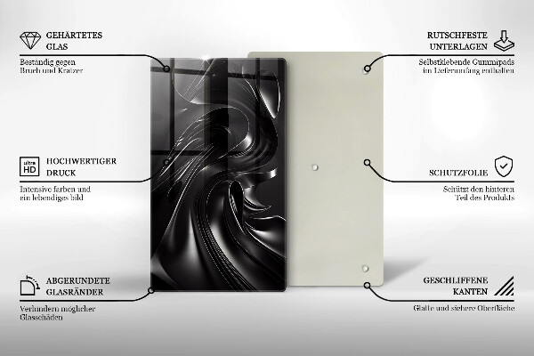 Üveg vágódeszka Absztrakt fekete massza